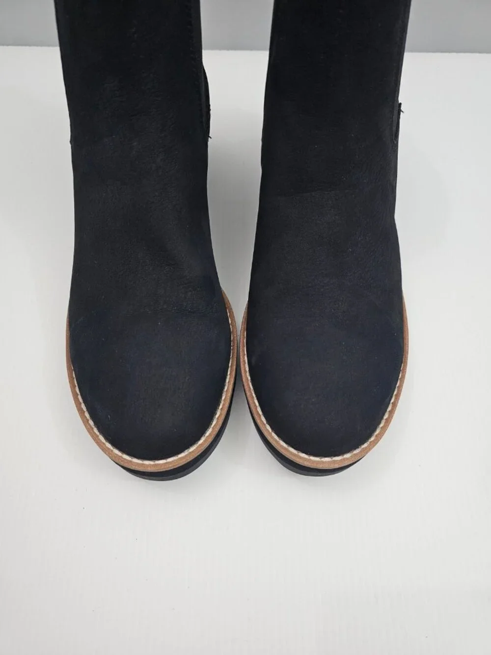 Eileen Fisher Luv Chelsea Wedge Ankle Boot Black Leather Pull On Womens 9